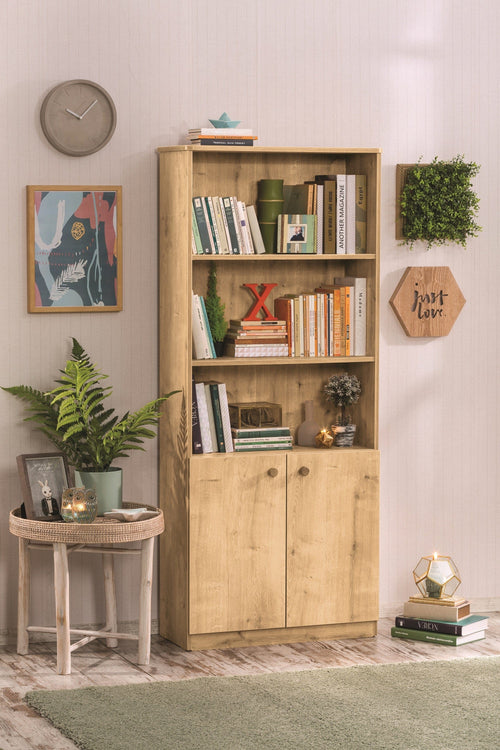 Libreria per ragazzi a 2 ante, Mocha Large Natur, l73xL33xH169 cm