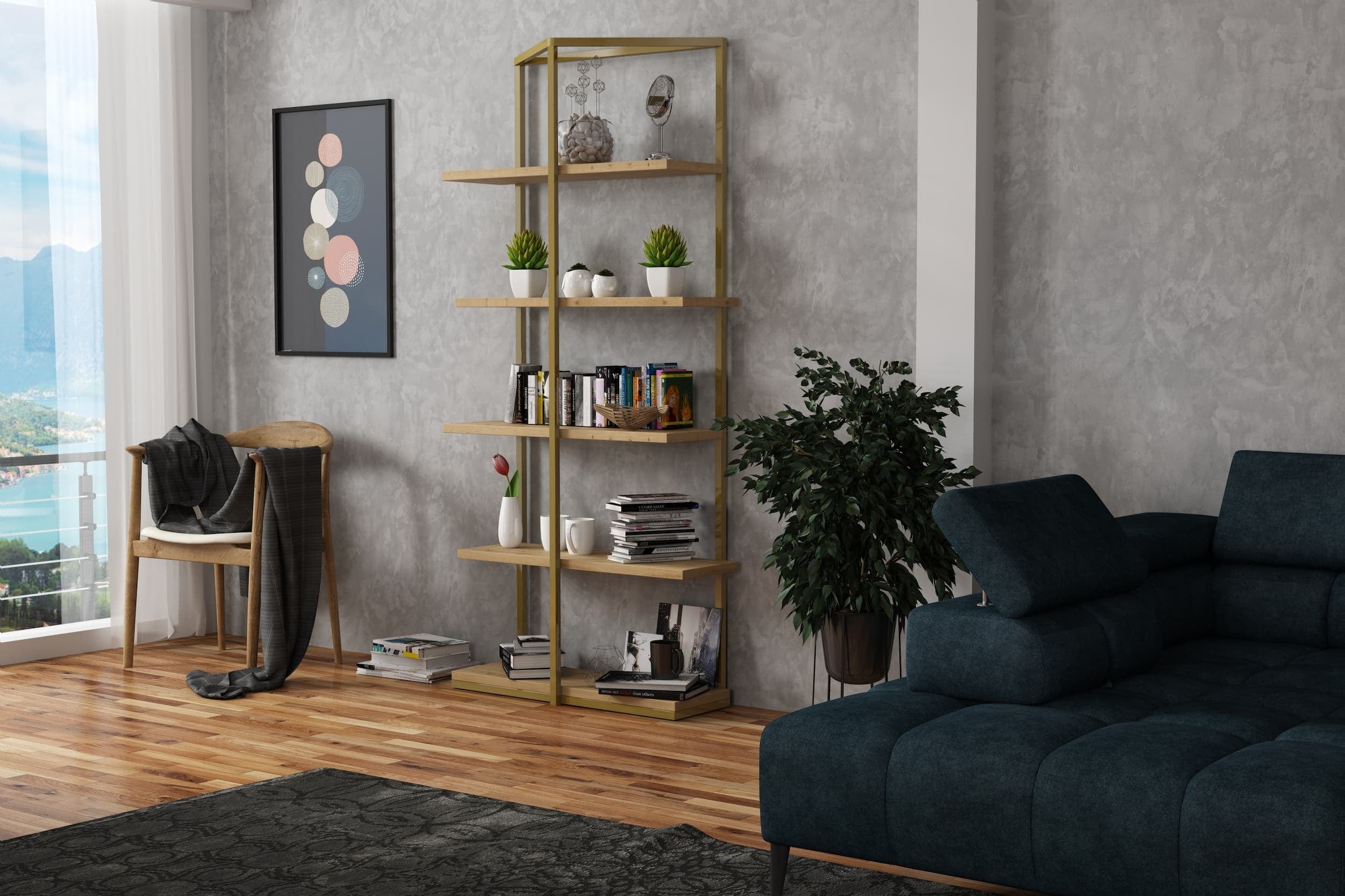 Libreria Wison Oro (2) & WRSLPL-REGAL-LAMINAT-WISO-ZLOTY