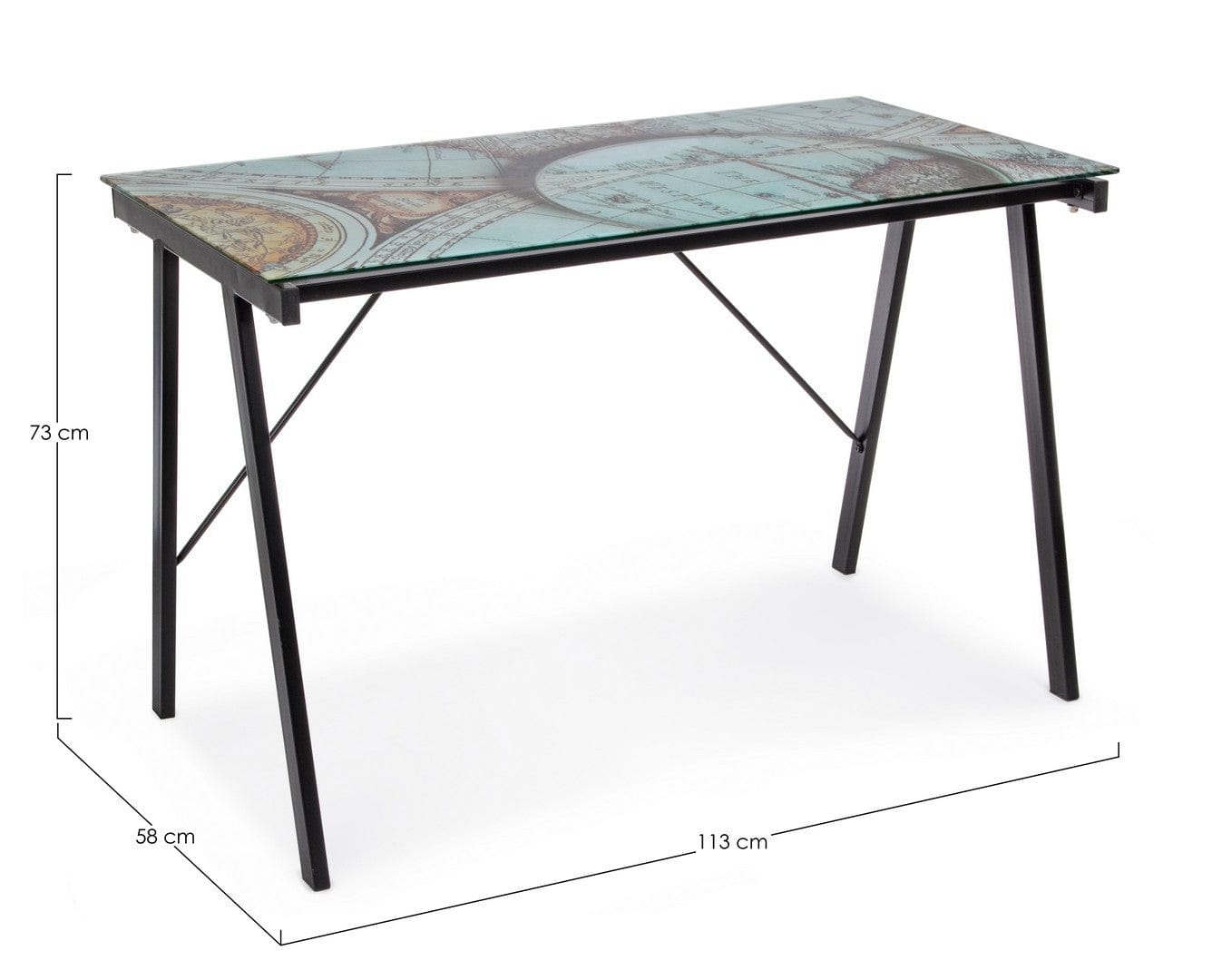 Bizzotto Masa de birou din sticla si metal, pentru copii Gulliver Multicolor / Negru, L113xl58xH73 cm