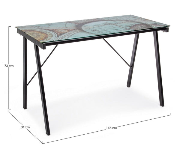 Bizzotto Masa de birou din sticla si metal, pentru copii Gulliver Multicolor / Negru, L113xl58xH73 cm