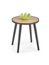 Halmar Masa de cafea din MDF, ratan si lemn Jakobe Natural / Negru, Ø39xH44 cm