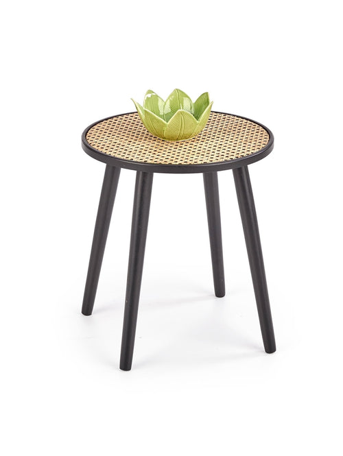 Halmar Masa de cafea din MDF, ratan si lemn Jakobe Natural / Negru, Ø39xH44 cm