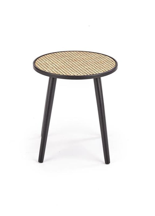 Halmar Masa de cafea din MDF, ratan si lemn Jakobe Natural / Negru, Ø39xH44 cm