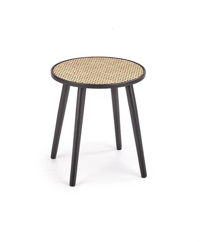 Halmar Masa de cafea din MDF, ratan si lemn Jakobe Natural / Negru, Ø39xH44 cm