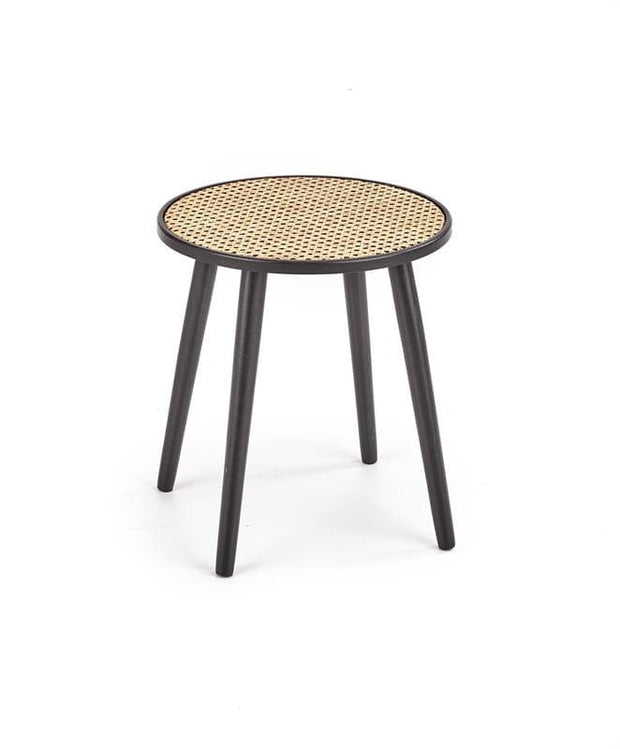 Halmar Masa de cafea din MDF, ratan si lemn Jakobe Natural / Negru, Ø39xH44 cm