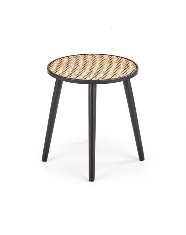 Halmar Masa de cafea din MDF, ratan si lemn Jakobe Natural / Negru, Ø39xH44 cm