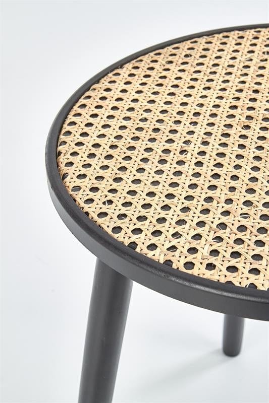 Halmar Masa de cafea din MDF, ratan si lemn Jakobe Natural / Negru, Ø39xH44 cm