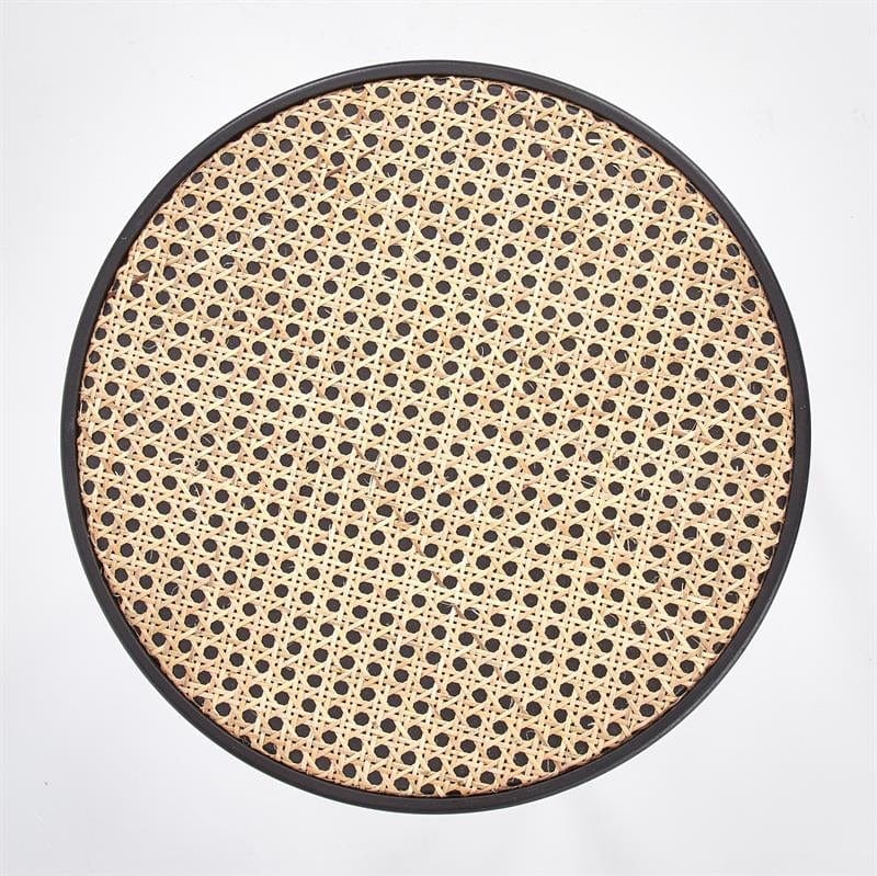 Halmar Masa de cafea din MDF, ratan si lemn Jakobe Natural / Negru, Ø39xH44 cm