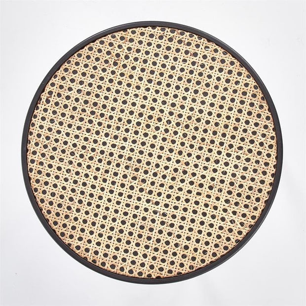 Halmar Masa de cafea din MDF, ratan si lemn Jakobe Natural / Negru, Ø39xH44 cm