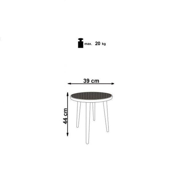 Halmar Masa de cafea din MDF, ratan si lemn Jakobe Natural / Negru, Ø39xH44 cm