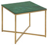 Actona Masa de cafea din sticla si metal, Alisma II Square Verde Inchis / Auriu, L50xl50xH42 cm