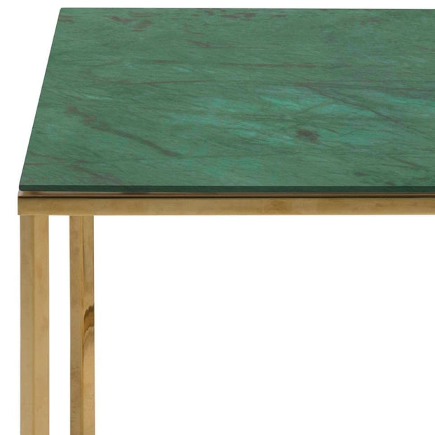 Actona Masa de cafea din sticla si metal, Alisma II Square Verde Inchis / Auriu, L50xl50xH42 cm