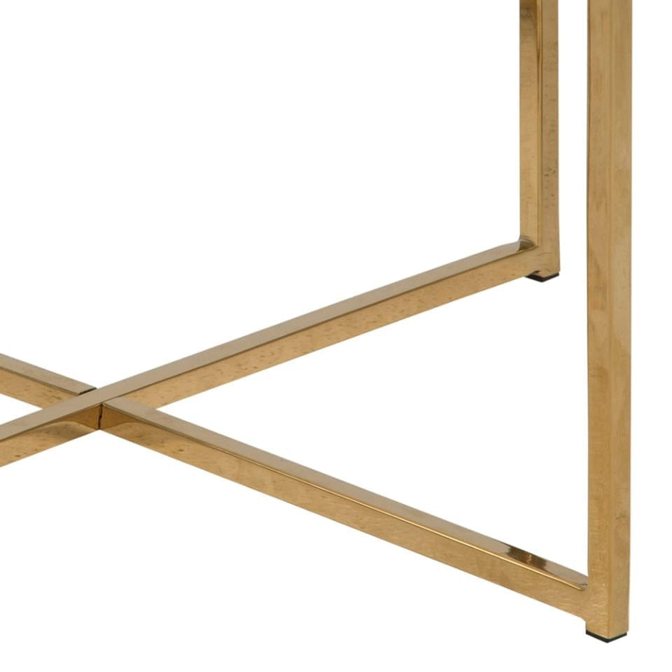 Actona Masa de cafea din sticla si metal, Alisma II Square Verde Inchis / Auriu, L50xl50xH42 cm