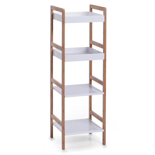 Mensola da bagno in bambù e MDF, Bambù bianco/naturale, l36xl33xh110 cm