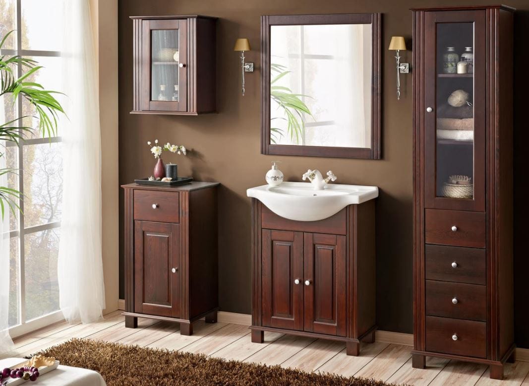 Mobile bagno con lavabo 65 cm Retro Wengè (1)