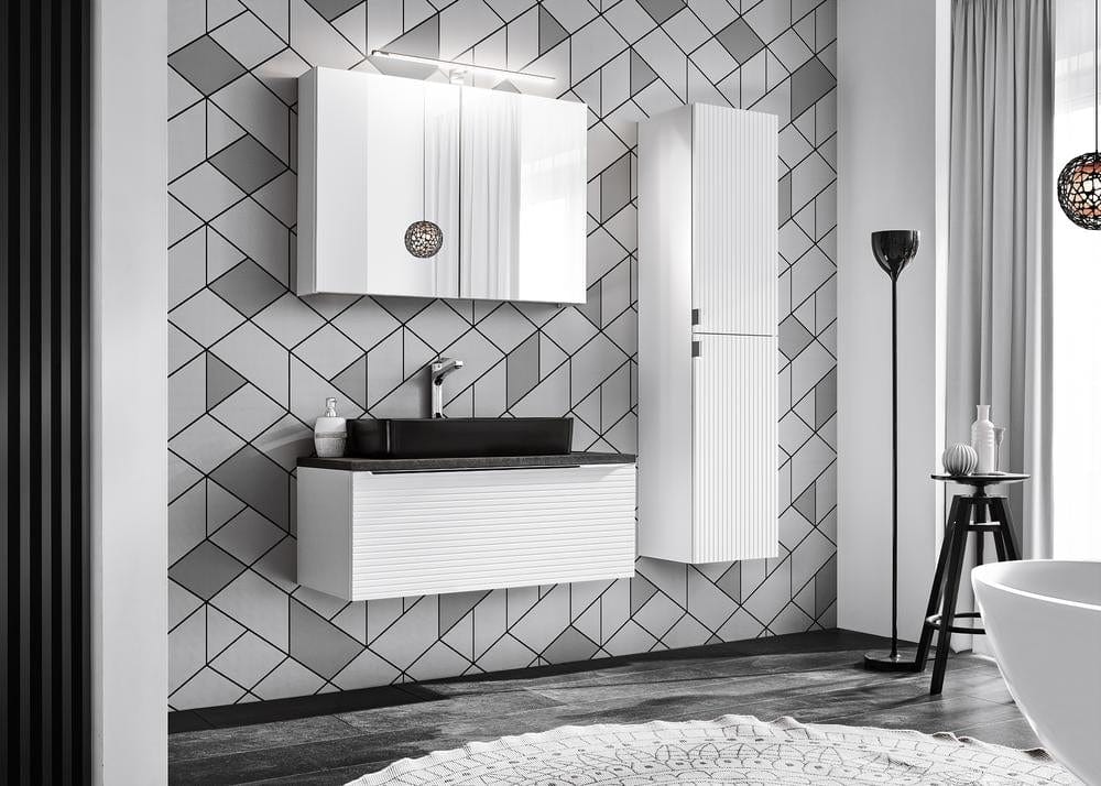 Mobile bagno con lavabo 90 cm Leonardo Bianco e Nero (5)