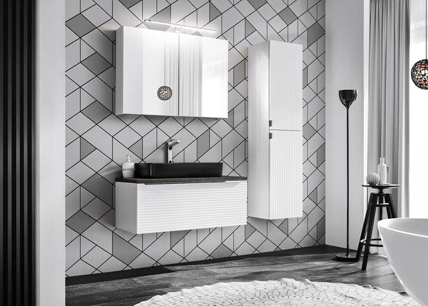 Mobile bagno con lavabo 90 cm Leonardo Bianco e Nero (5)