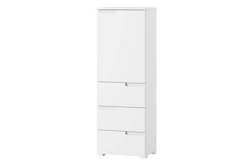 Mobile in MDF e pal, con 1 anta e 3 cassetti Piccolo Gabrielle 11 Bianco, l50xL35xH145 cm