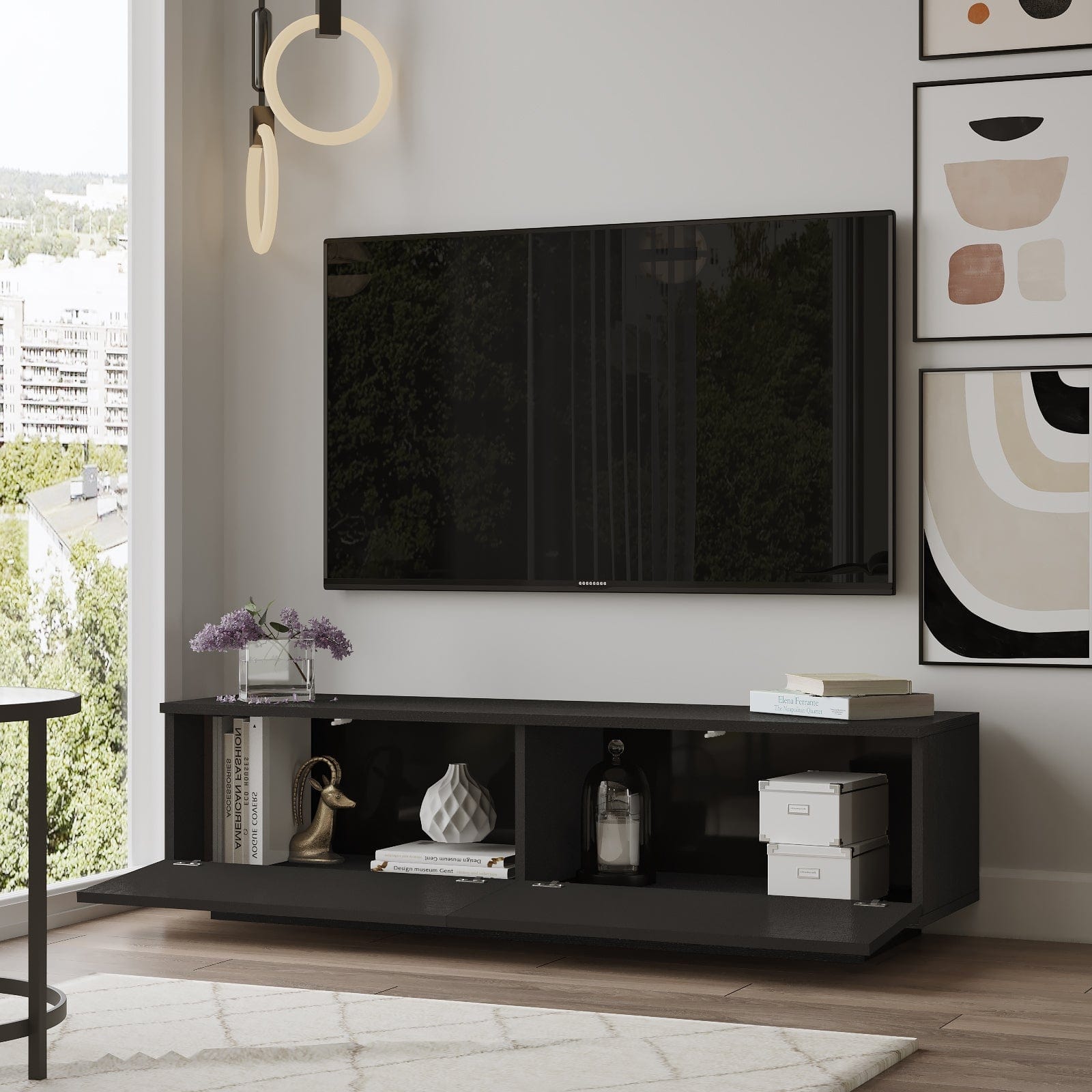 Mobile TV con 2 ante Fonda FN1-LB Nero (1)