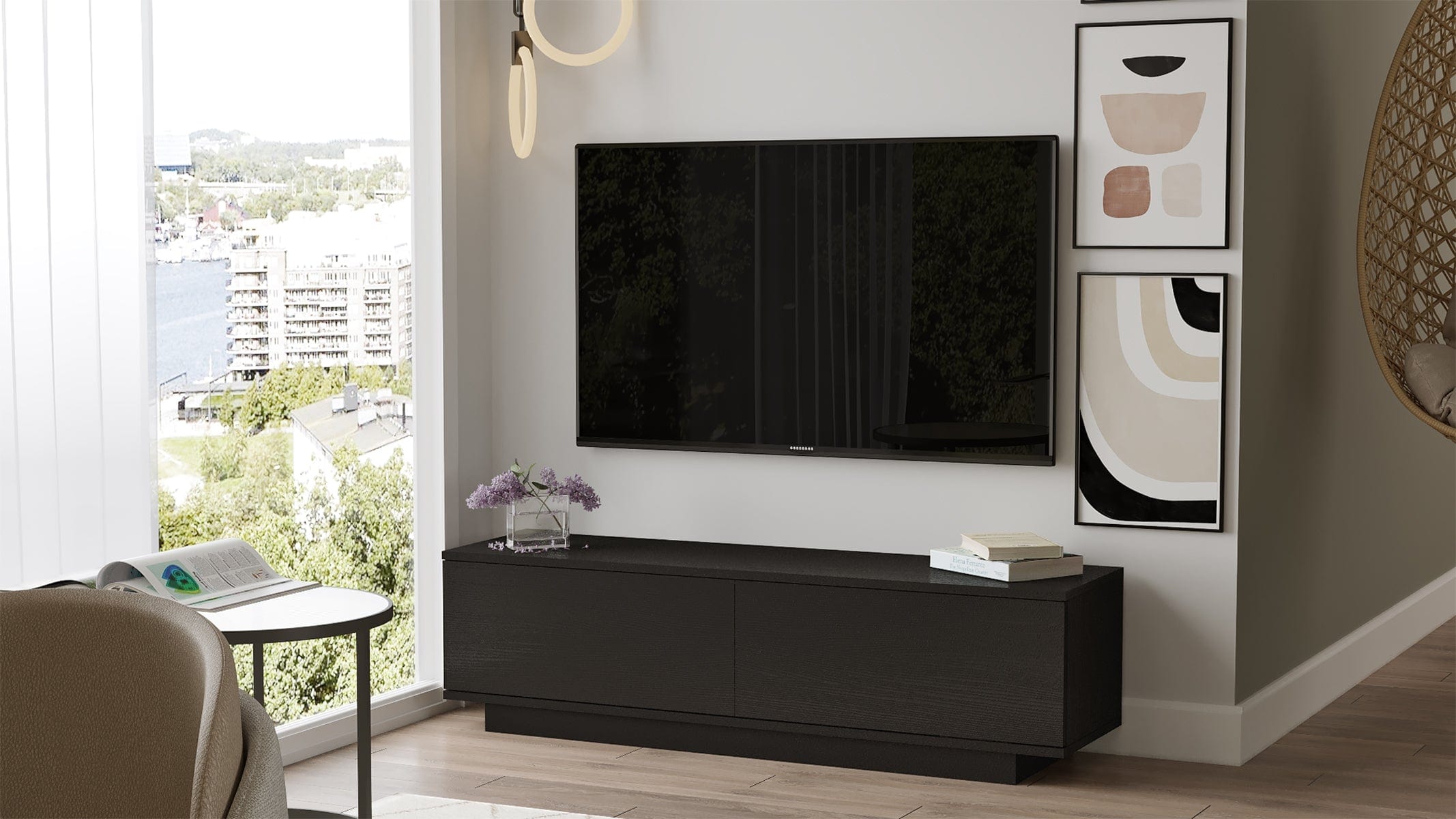 Mobile TV con 2 ante Fonda FN1-LB Nero (3)
