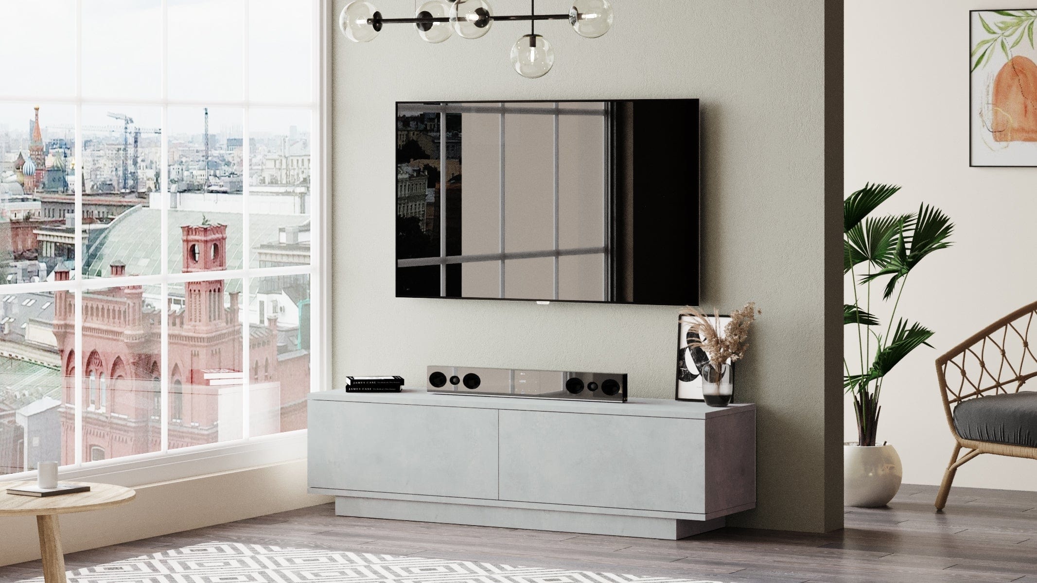 Mobile TV con 2 ante Fonda FN1-RT Stone Grigio (2)
