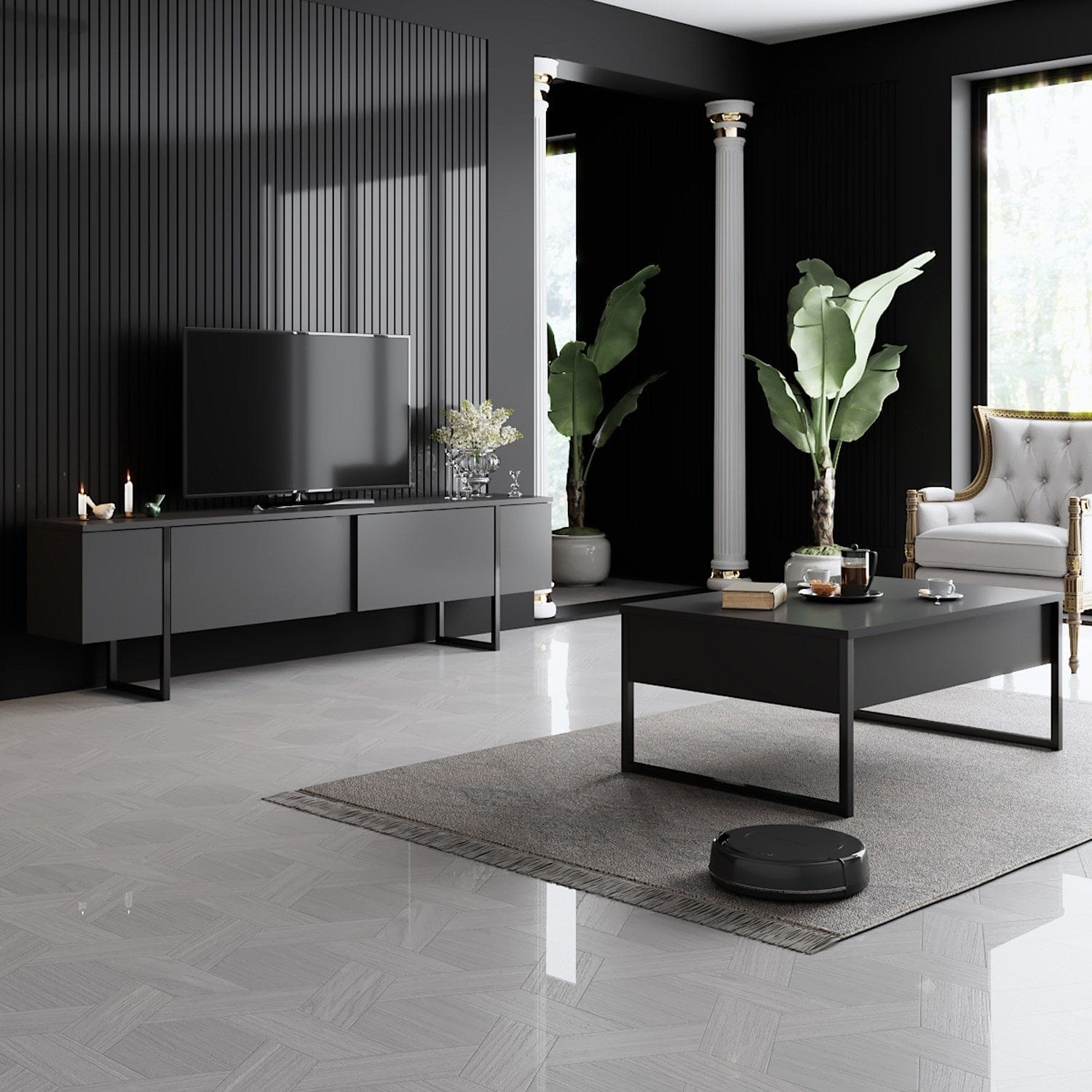 Mobile TV con 2 ante Luxe Antracite (1)