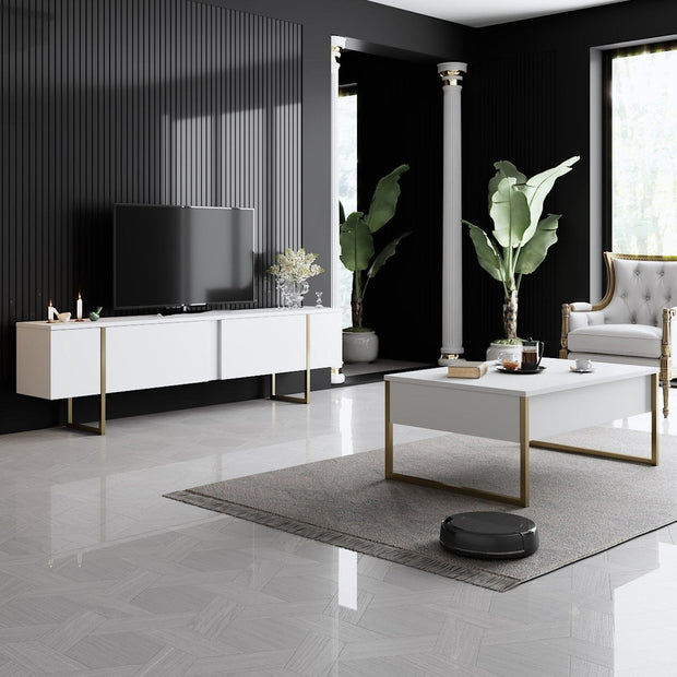 Mobile TV con 2 ante Luxe Bianco (1)