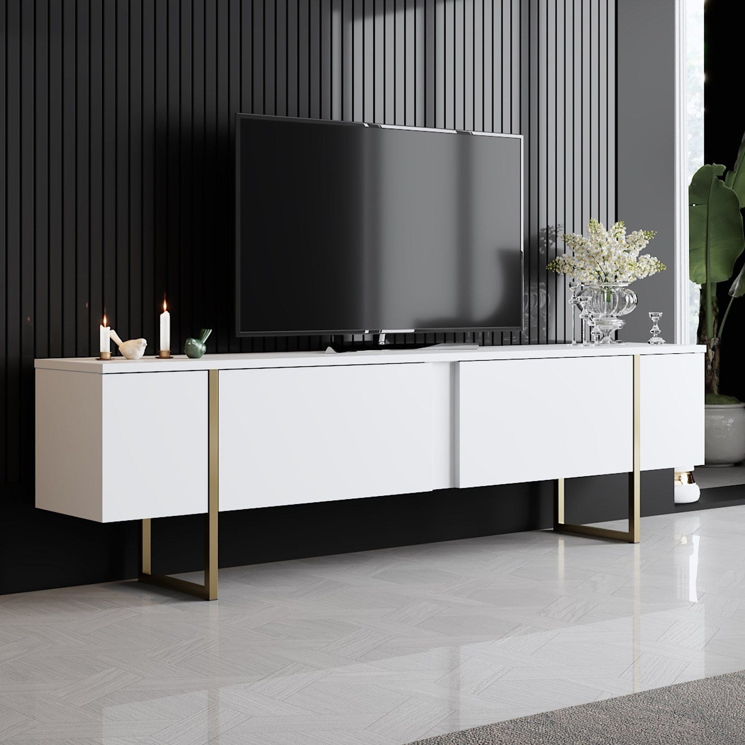 Mobile TV con 2 ante Luxe Bianco (2)