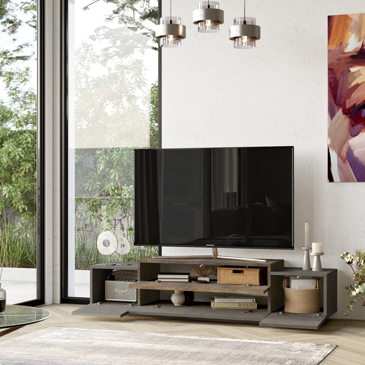 Mobile TV con 4 ante Floyd FD1-GP Grigio (2)