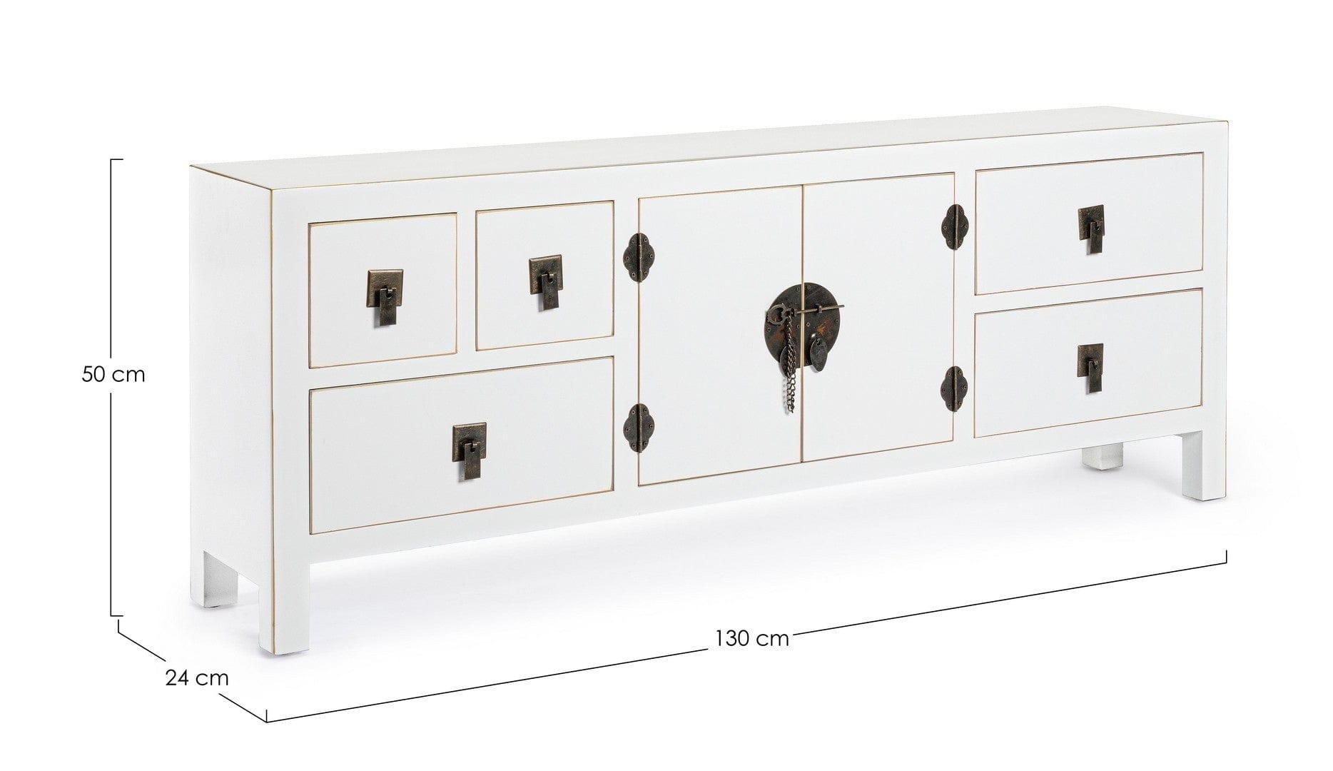 Bizzotto Mobile TV con 5 cassetti e 2 ante Pechino Bianco