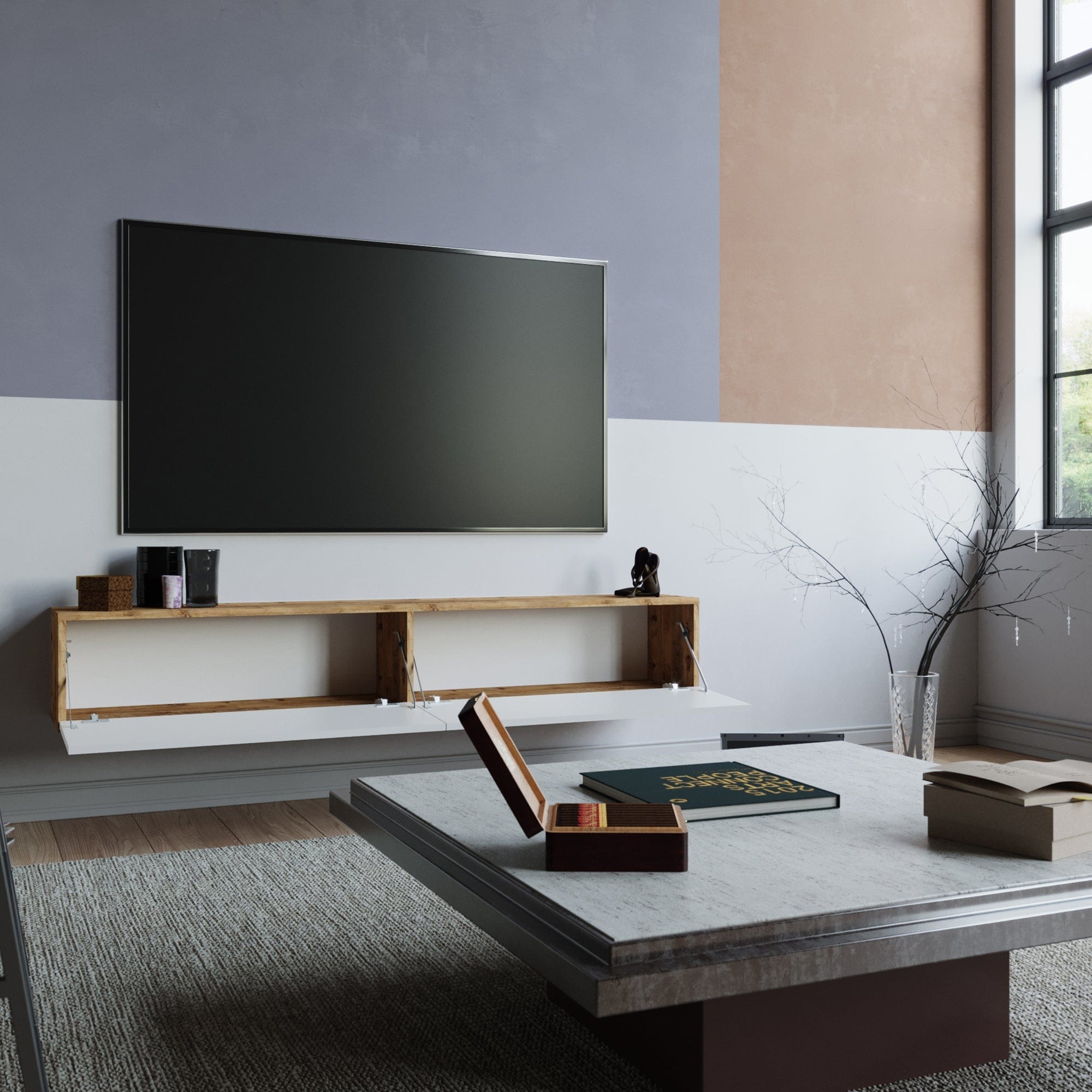 Mobile TV sospeso con 2 ante Future FR8-AW Grande Bianco (2)