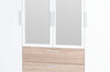 Mobiletto in legno chiaro con 4 ante, 3 cassetti e specchio, Milo 02 Rovere Sonoma / Bianco, largh. 187x largh. 62x alt. 206 cm (4)