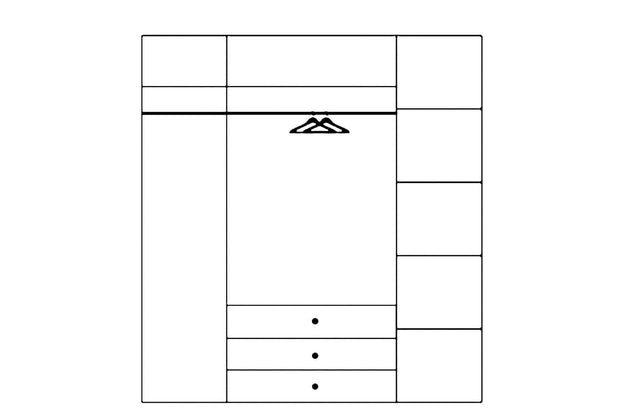 Mobiletto in legno chiaro con 4 ante, 3 cassetti e specchio, Milo 02 Rovere Sonoma / Bianco, largh. 187x largh. 62x alt. 206 cm (5)