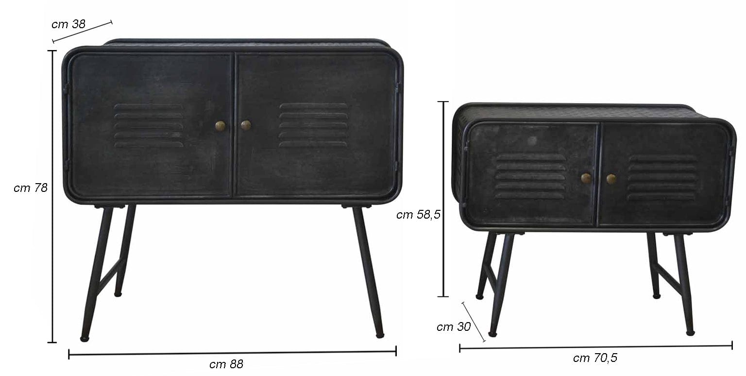Mobiletto Iron School Coppia cm 88x38x78 - cm 70,5x30x58,5 (9)