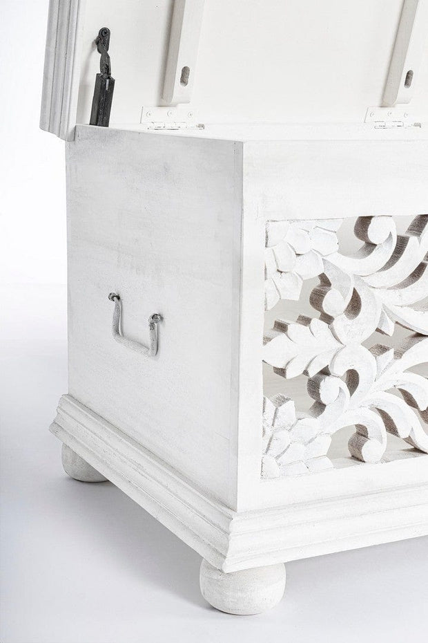 Bizzotto Panca con contenitore in legno Alinta Bianco