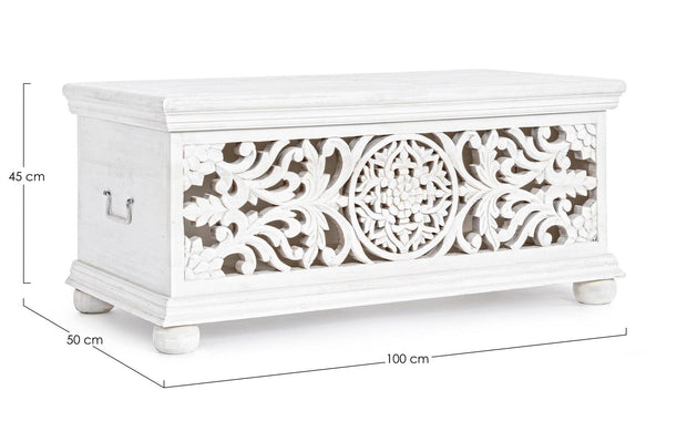 Bizzotto Panca con contenitore in legno Alinta Bianco