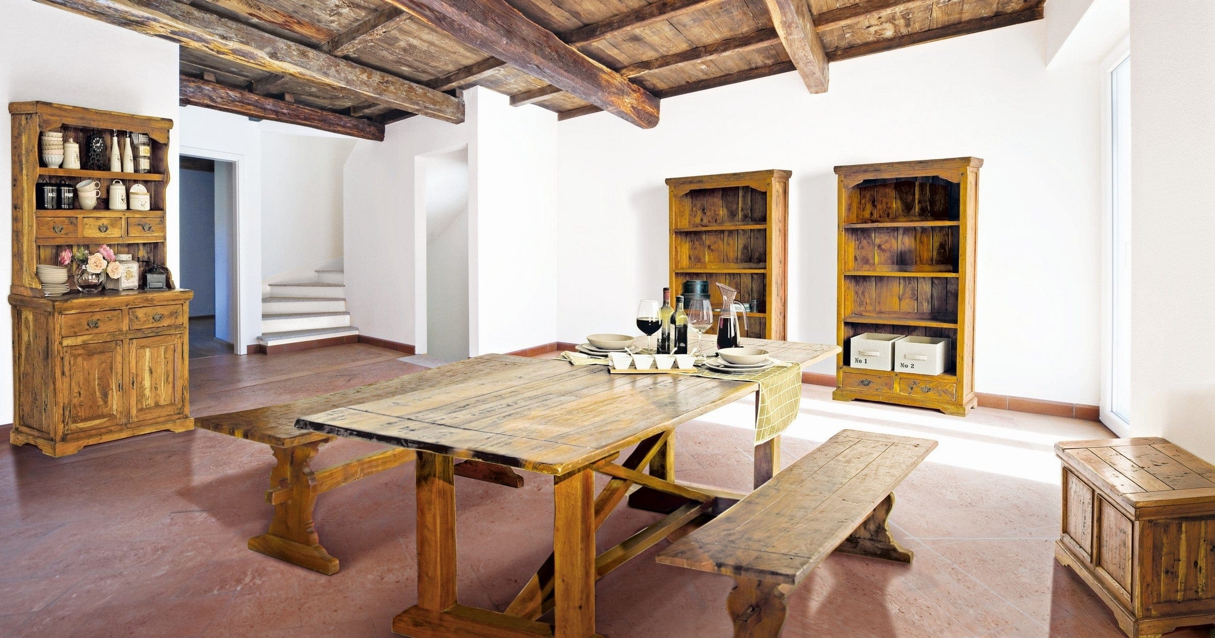 Bizzotto Panca con contenitore in legno Chateaux Naturale