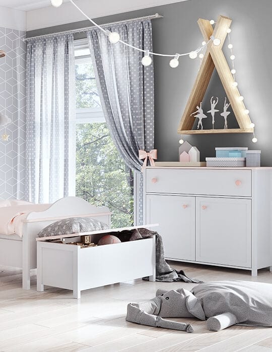 Panca con contenitore per bambini/adolescenti Luna 10 Bianco (1)