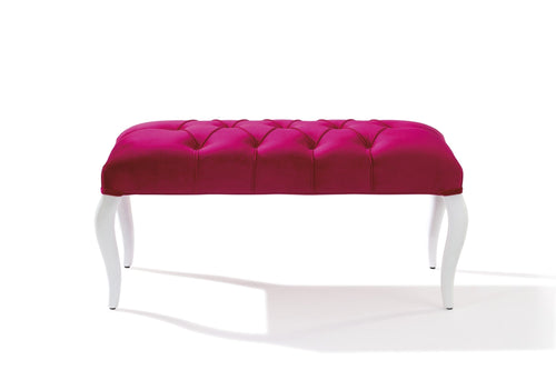Panca imbottita in tessuto con gambe in legno Rose Pink, l90xl44xh44 cm