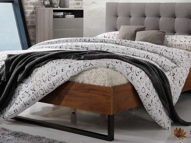 Maesta Pat premium din lemn tapitat cu stofa Elise Grey, 200 x 160 cm