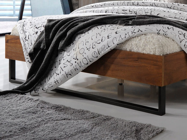 Maesta Pat premium din lemn tapitat cu stofa Elise Grey, 200 x 160 cm