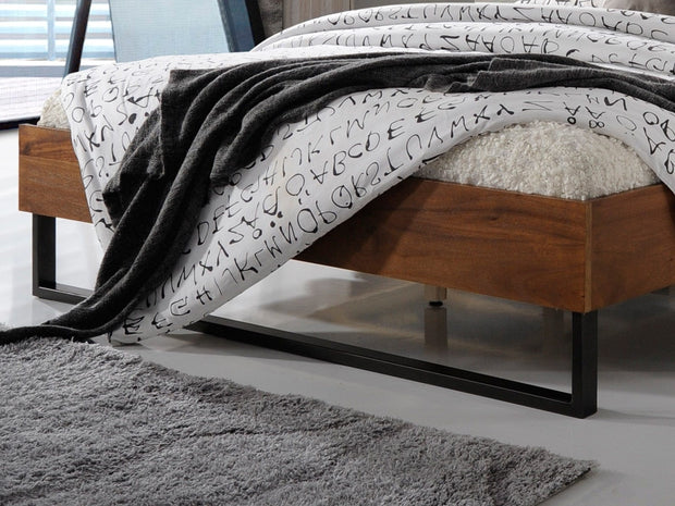 Maesta Pat premium din lemn tapitat cu stofa Elise Grey, 200 x 160 cm