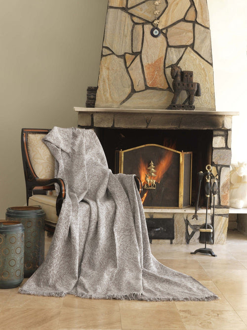 Plaid in cotone Linen Marrone, 170 x 220 cm