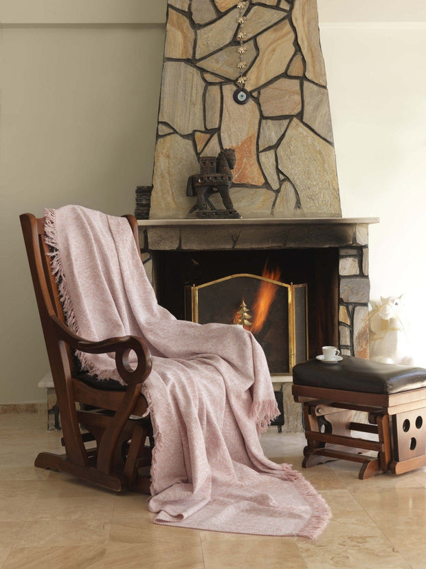 Plaid in cotone Linen Rosa, 170 x 220 cm