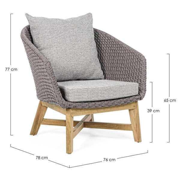 Bizzotto Poltrona da giardino Coachella Grigio