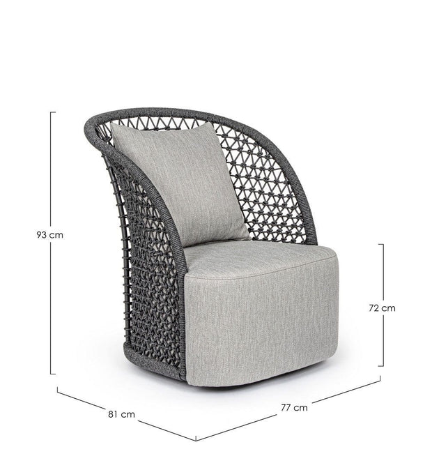 Bizzotto Poltrona girevole da giardino Cuyen Grigio