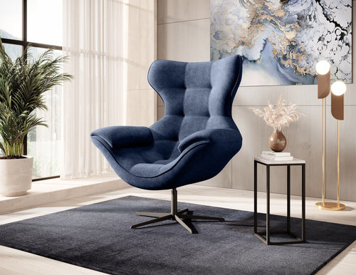 Poltrona girevole in tessuto Yogalo Blu