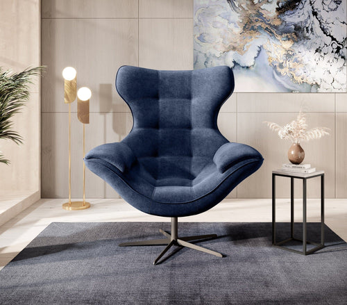 Poltrona girevole in tessuto Yogalo Blu (1)