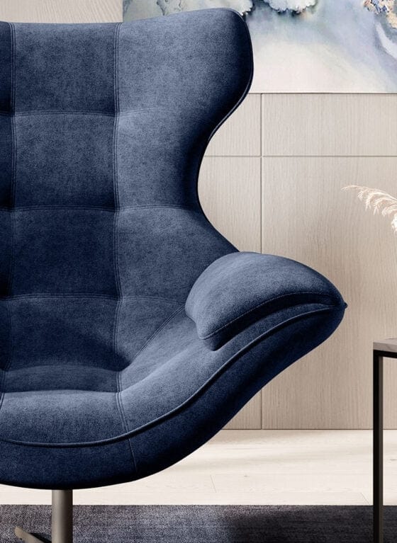 Poltrona girevole in tessuto Yogalo Blu (2)