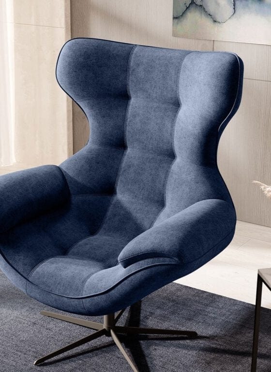Poltrona girevole in tessuto Yogalo Blu (4)